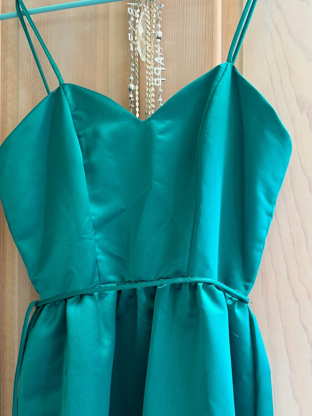 Girls Teal Green Sleeveless Party Dress - Picture 2 of 4